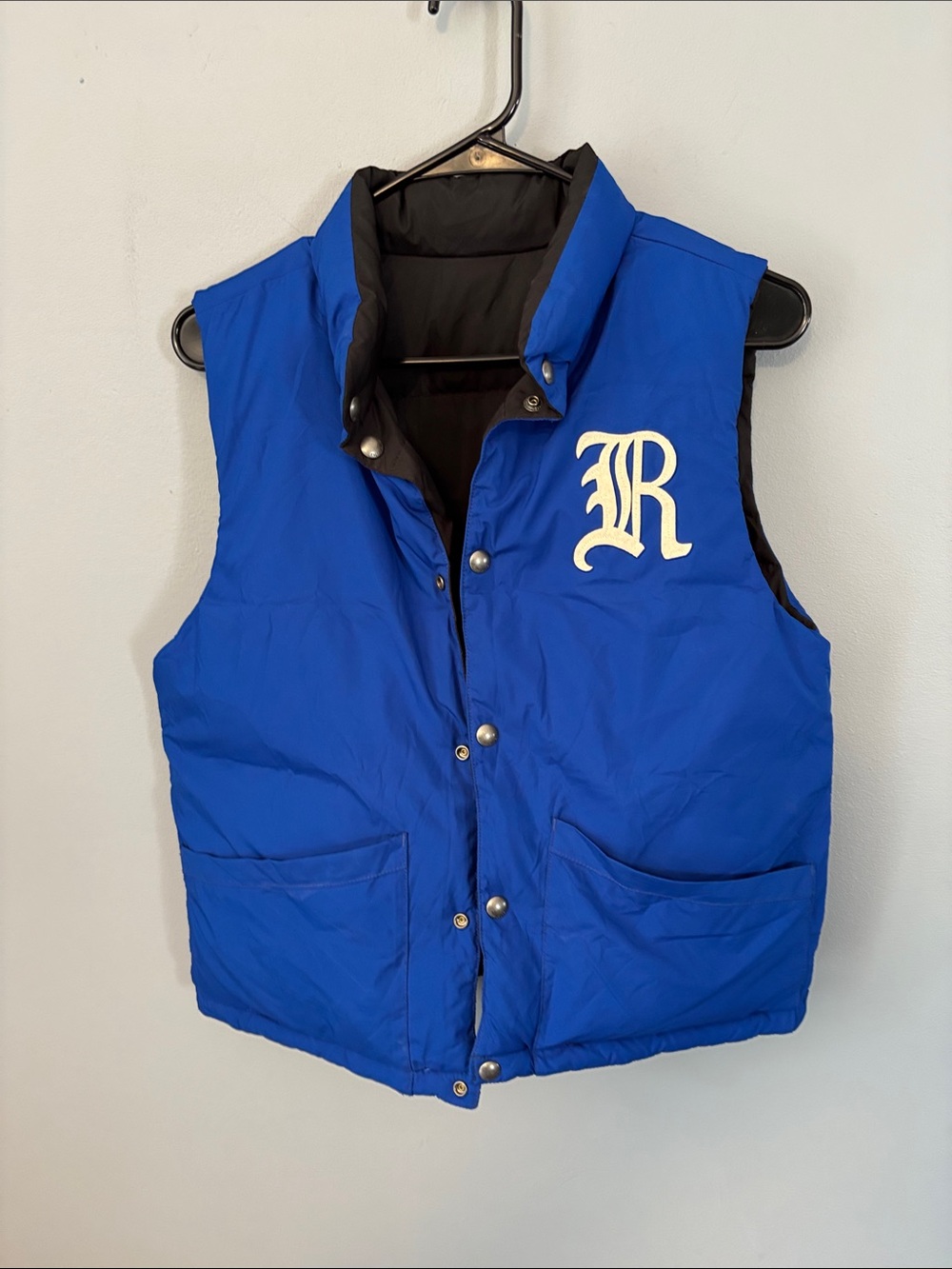 Polo by Ralph Lauren Reversible Blue Quilted Puffer Vest with White 'R' Crest